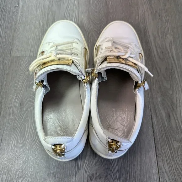 Giuseppe Zanotti FRANKIE Men's White Leather Double Zip Low Top